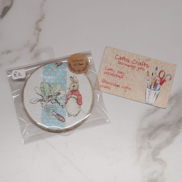 Decoupage 'P Rabbit' Wooden Magnet