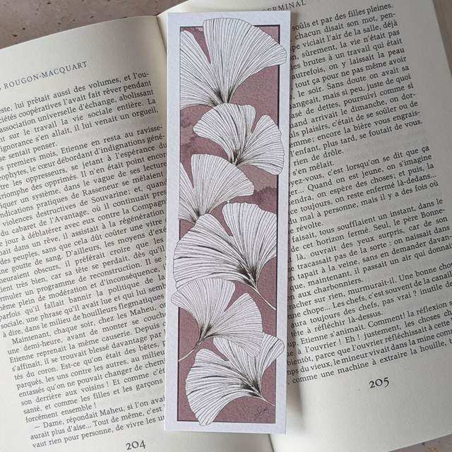 Marque-page - Vin Nature - Ginkgos, Blanc sur Vin