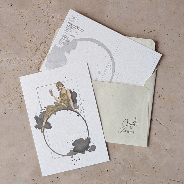 Carte postale - Vin Nature - Années Folles, Vert Olive