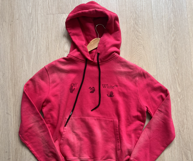Off White hoodie red acid wash size M NEW