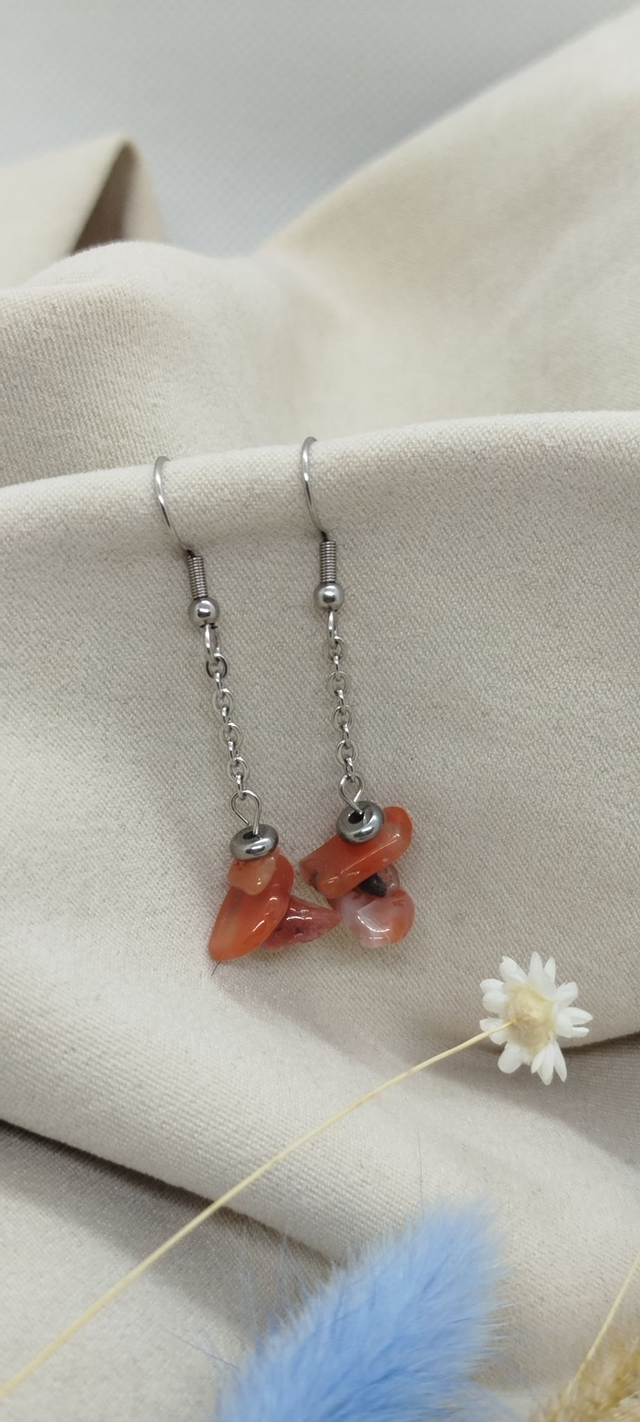 Boucles d'oreilles en pierres baroques naturelles (cornaline)