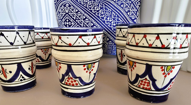 Verre "ZWAK Beldi" en céramique de Safi - Fait mains -Bleu