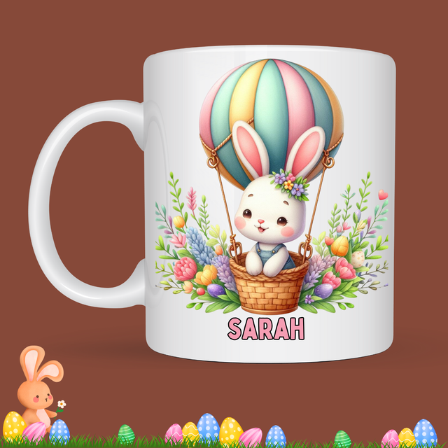 Mug de Pâques "Montgolfiere", prénom au choix 