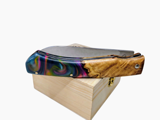 L'Ambacien ®️™️ polymiroir inox en Loupe de robinier 