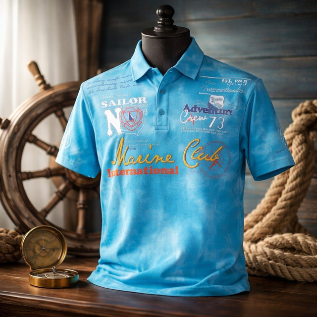 Herren T-Shirt mit Kragen "Marine Club"