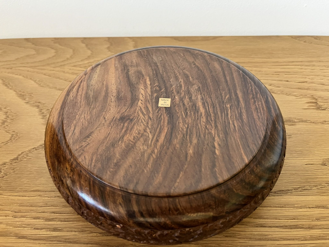 Sheesham Wood Table Double Snack Bowl Twin.