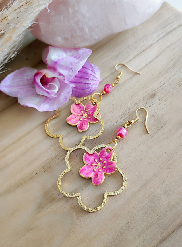 A Boucles d'oreilles "Flower" Agate 