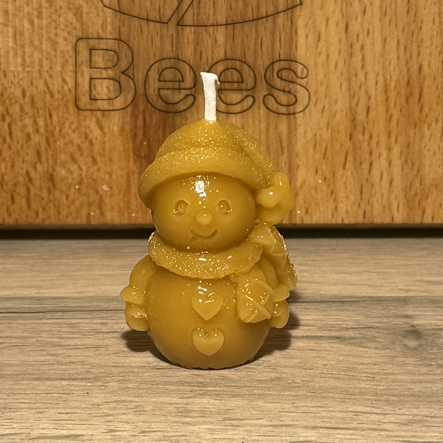 Small Snowman Shaped Candle - 100% Beeswax