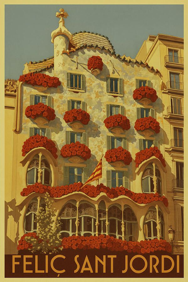 Casa Batlló Rosas de Sant Jordi - Póster de Viaje de Barcelona