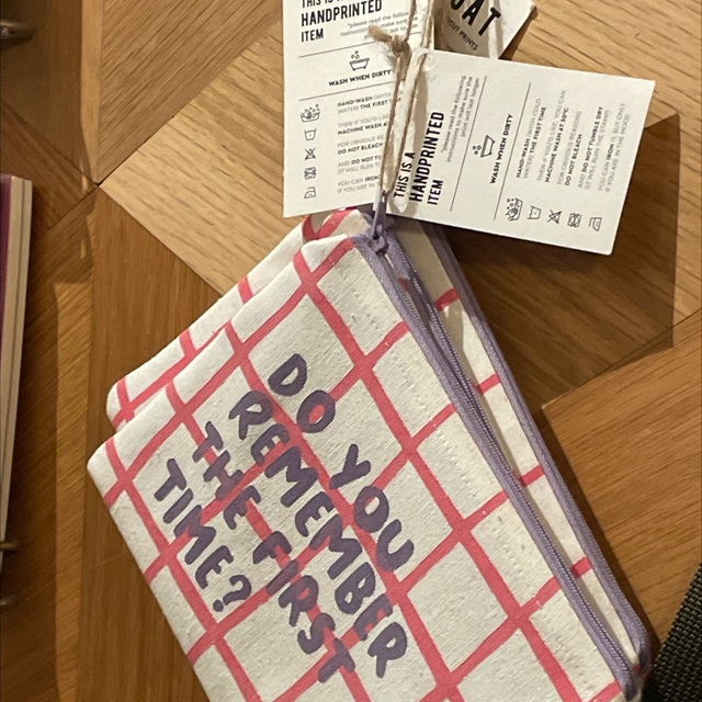 Do You Remember The First Time? handprinted bag/pencil case