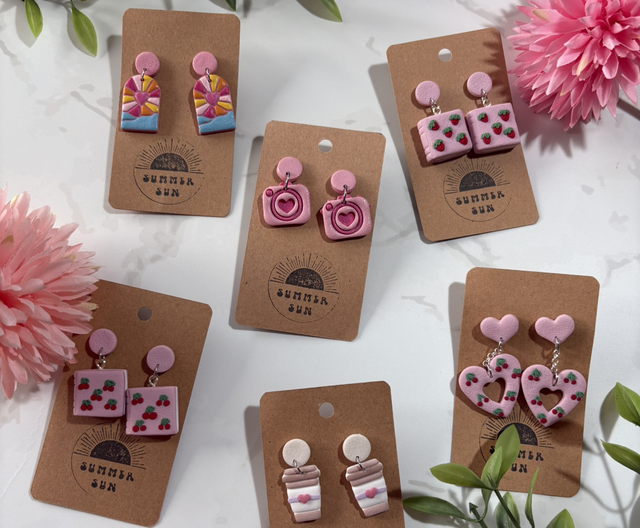 Handmade Pink and More Pink Clay Earrings
