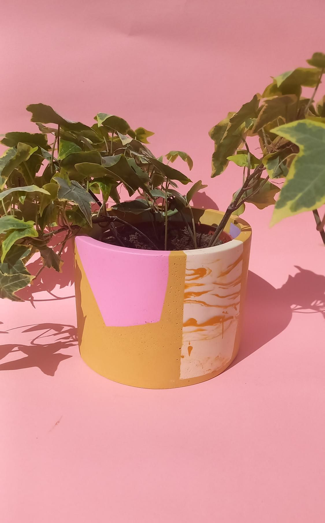  Osłonka na doniczkę, ochra, kolorowe lastryko