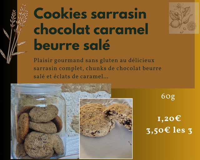 Cookies sarrasin- chocolat- caramel beurre salé