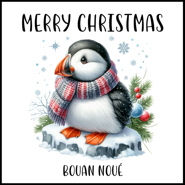 102A - CHRISTMAS CARD - PUFFIN SCARF