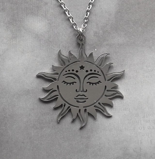 Sun Face Steel Necklace 