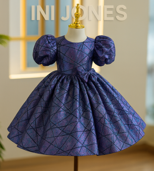 Purple Damask Princess Girl Birthday Party Dress
