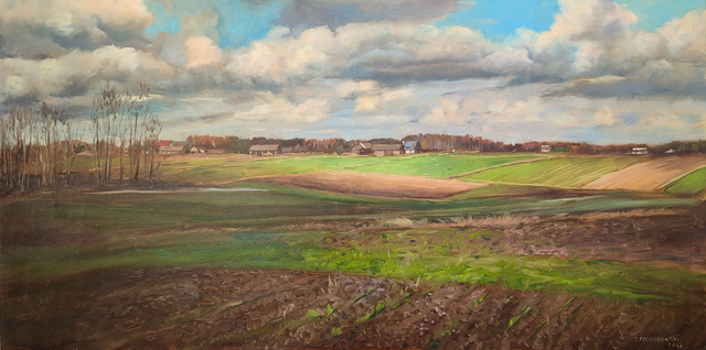 Wiosna - Kolonia Zawieprzyce, 60x120 olej płótno 2022