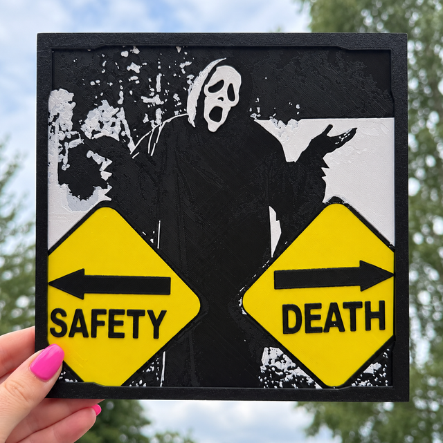 Ghostface Safety or Death 3D Printed Wall Art