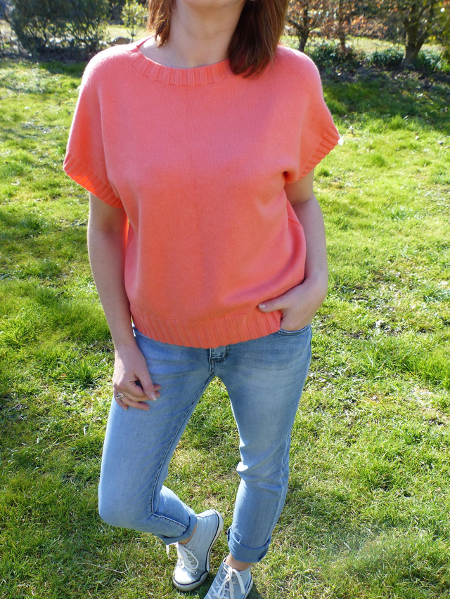 pull manches courtes corail