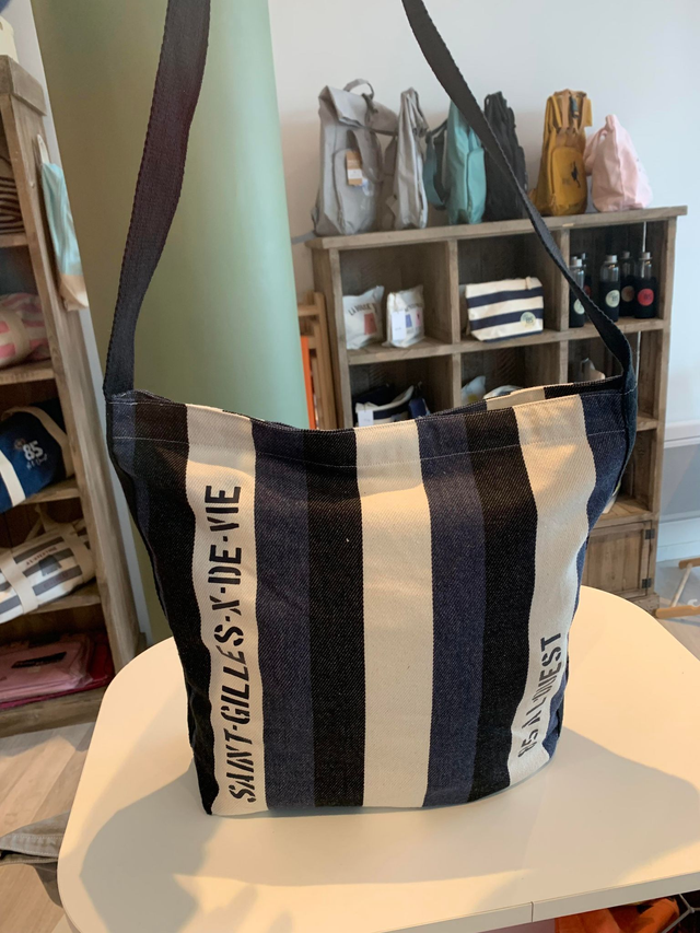 Maxi Sac rayé style grand tote bag avec fond, personnalisable