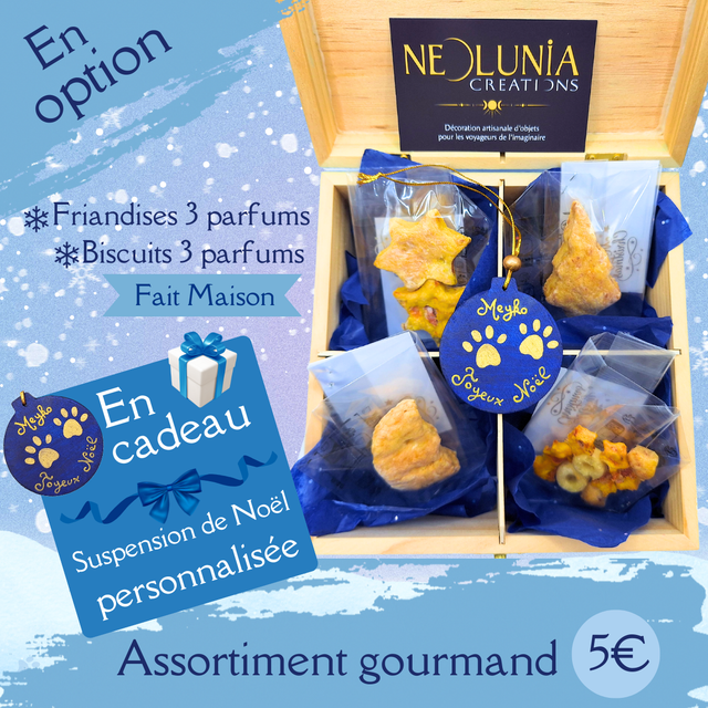 Assortiment gourmand pour chien et sa suspension personnalisée offerte