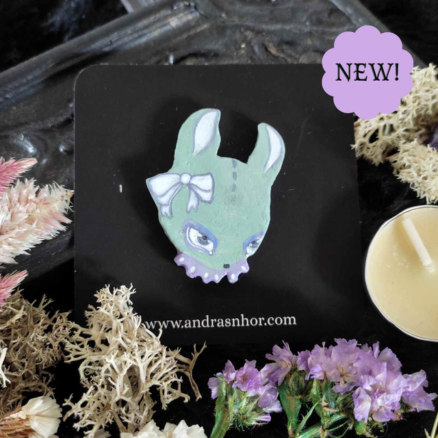 Pins ~ Unique pastel green rabbit ~ Polymer clay ~