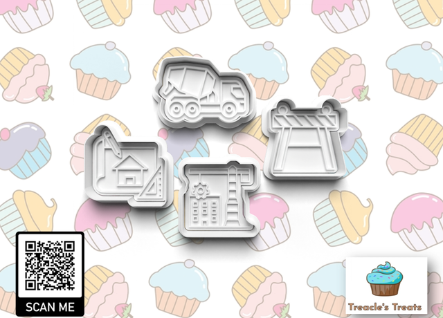 Building Site Theme Fondant/cookie stamps with cutters 