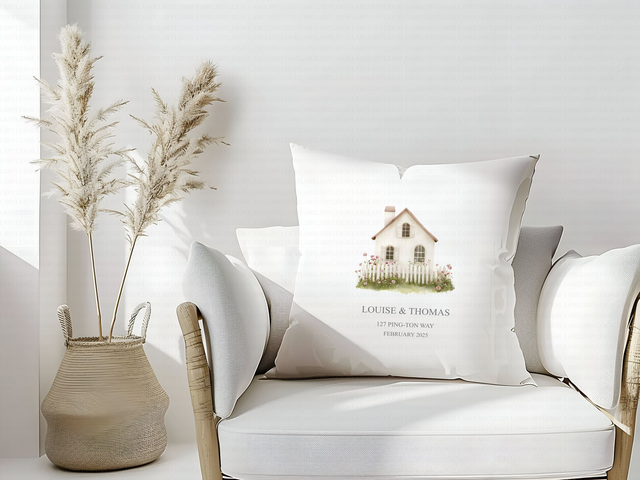 Elegant Personalised New Home Cushion
