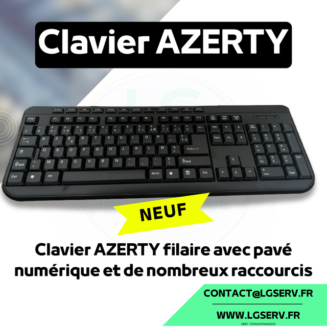 Pack clavier AZERTY + souris filaire USB
