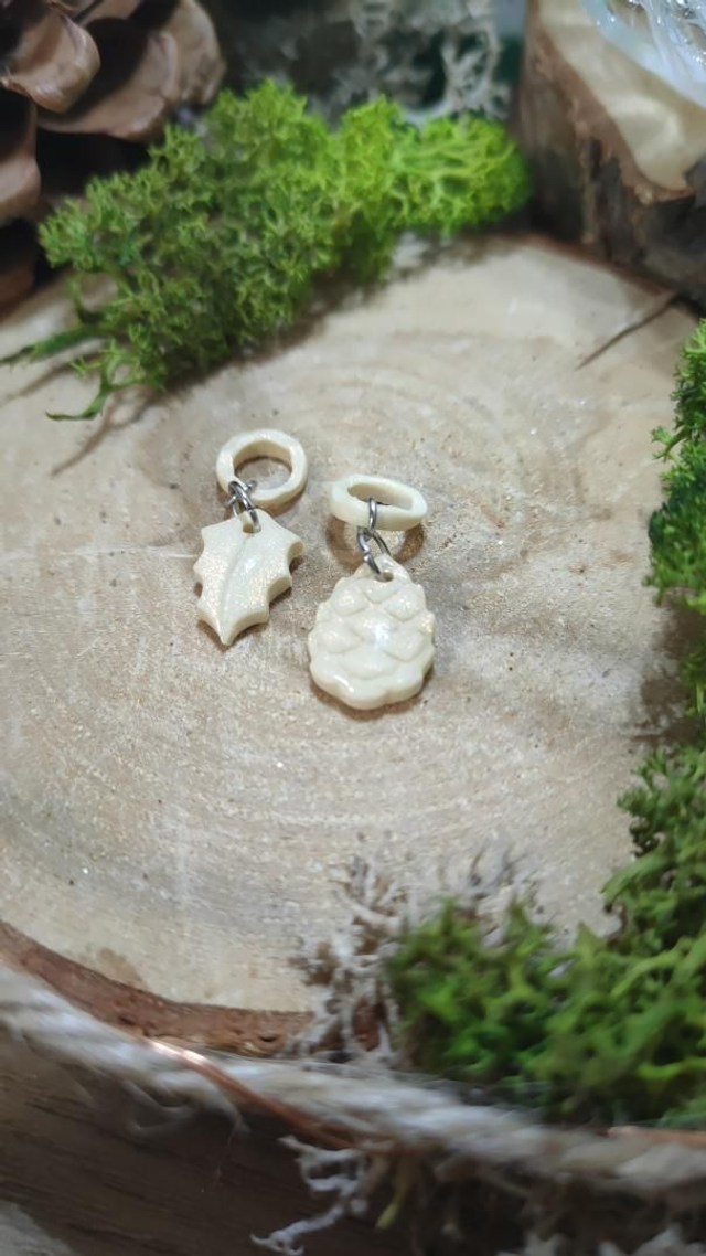 Marqueur Pomme de pin paillettée lot de 2 crème