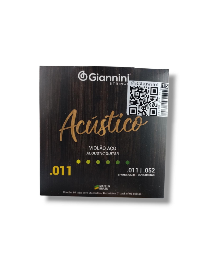 115 - Encordoamento Cordas Violão Aço 0.11 Giannini Acústico GESPW