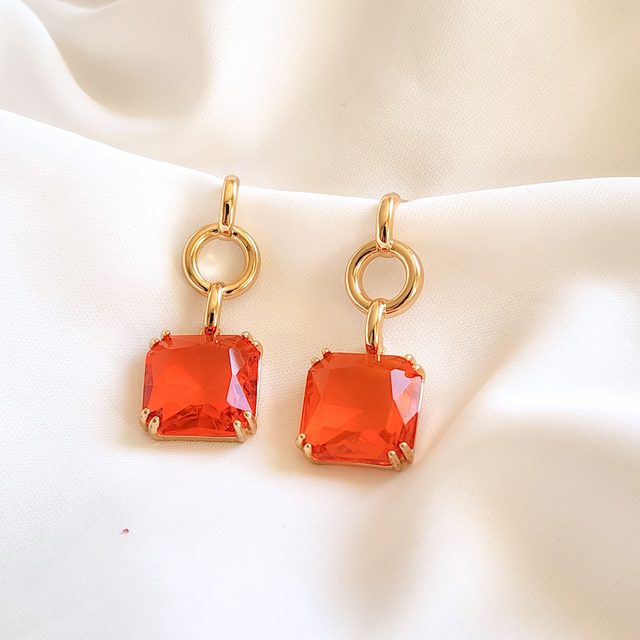 Brinco Pedra Laranja - Ouro