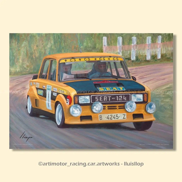 Artimotor póster Antonio Zanini A3 42x30 1977 Seat 124 Proto