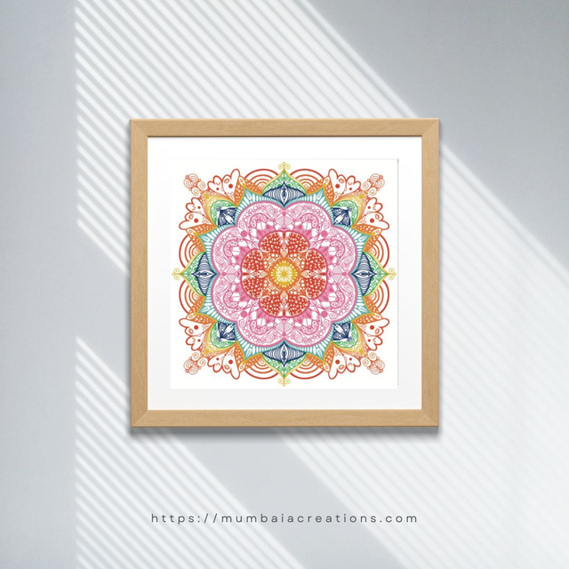 Mandalarc-en-ciel - Impression 20x20cm