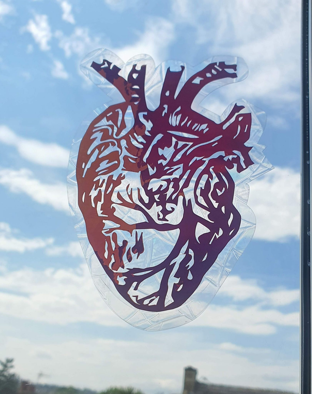 Pink vinyl heart suncatcher