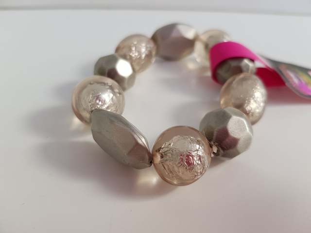 Bracelet Perles Grises Et Dorées