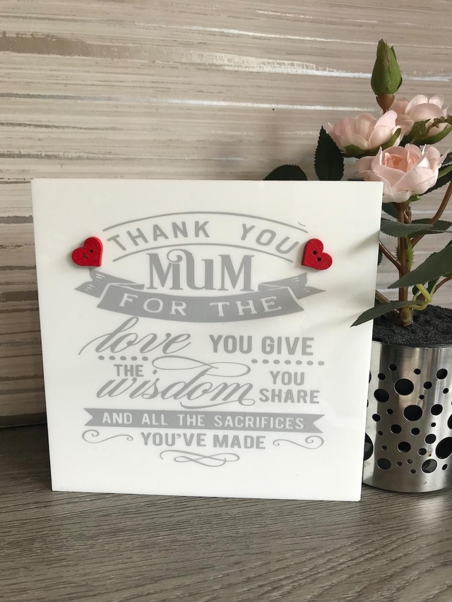 Thank you Mum white acrylic block