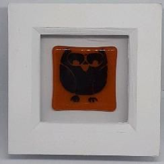 Orange owl in box frame 