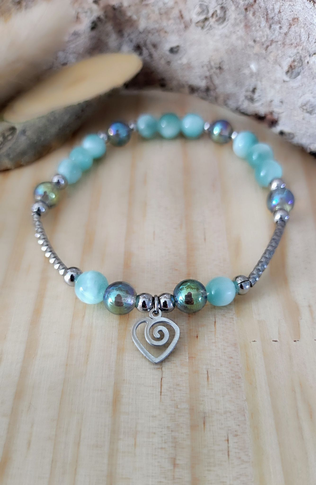 Bracelet "Énergie Féminine" Garniérite et Cristal Aura