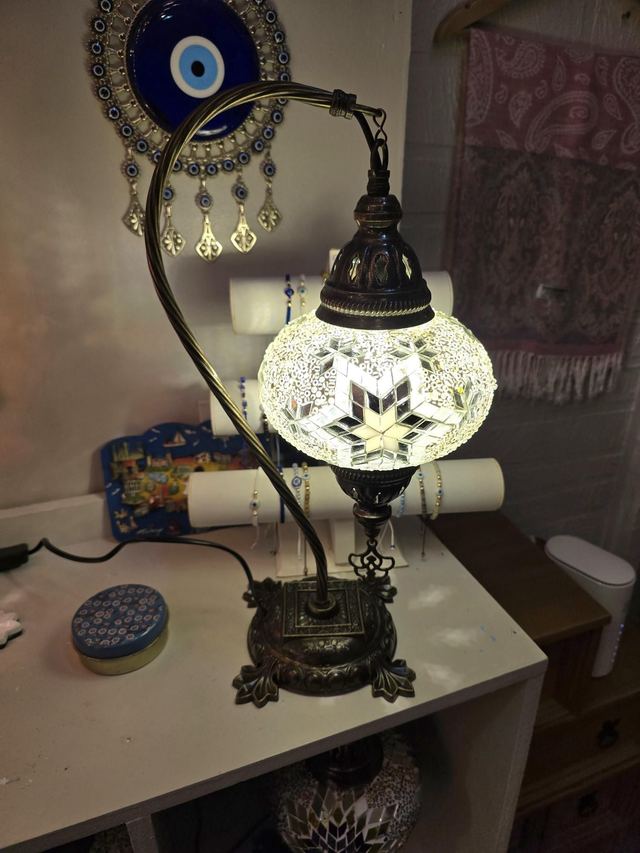Large Mosaic Swanneck Table Lamp