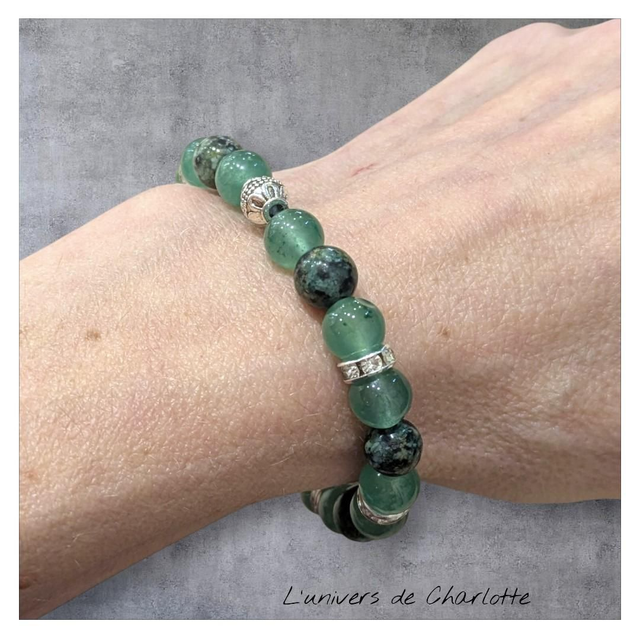 Bracelet "Aventurine verte & Turquoise" 8mm BR-074