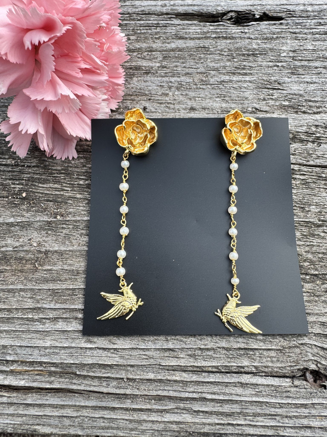 Hanging bird earrings