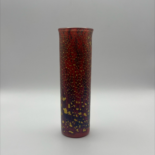 Isle of Wight Glass “Firecracker” Vase – Rare Colourway, 14cm, with Original Sticker