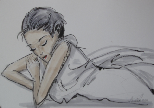 ARTSOS - WATER- COLOR ART ON PAPER  ART ON PAPER - RELAX