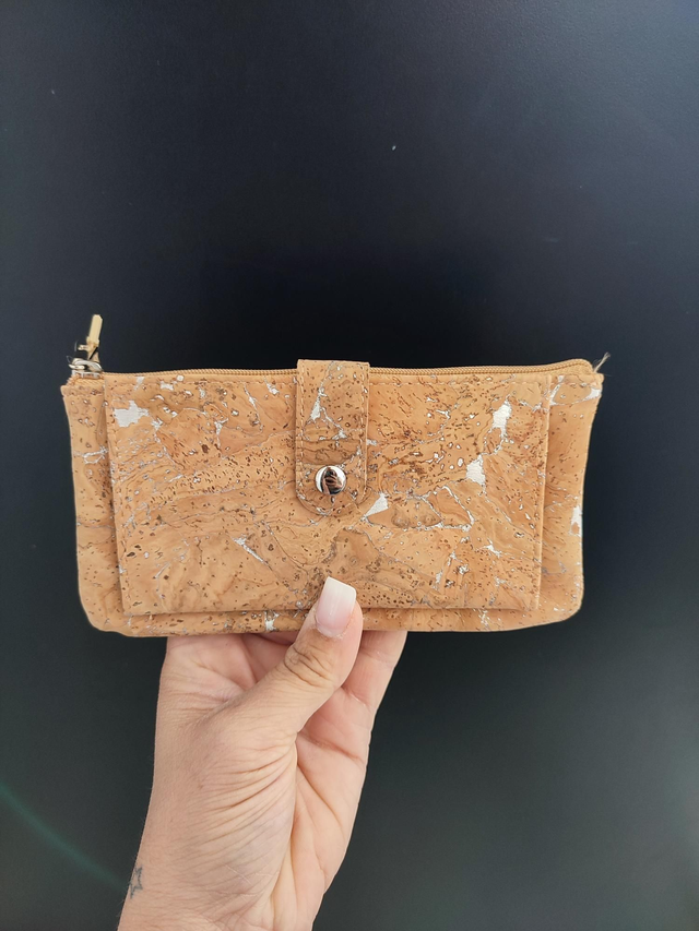Cork Portefeuille naturel paillettes 