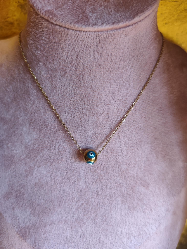 COLLIER ACIER INOXYDABLE GOLD/ OEIL 0000638