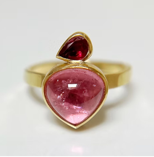 18ct Gold Tourmaline and Ruby Ring