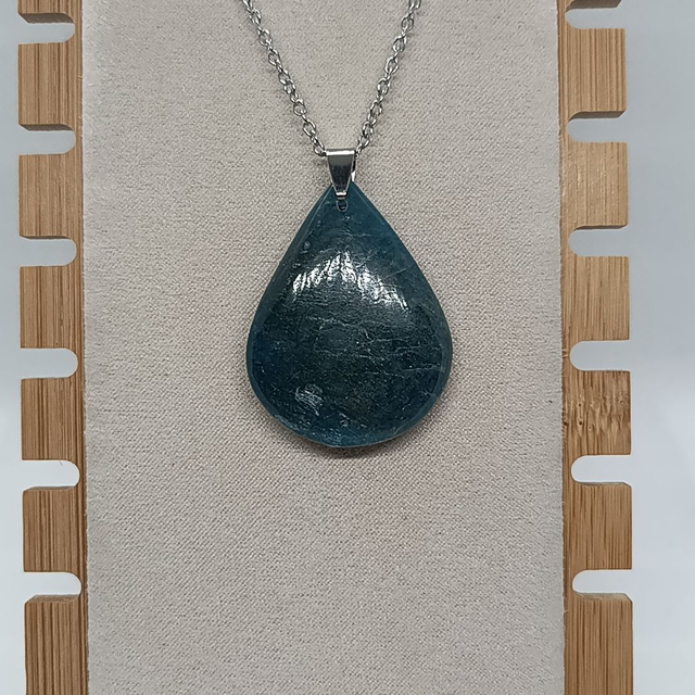 Apatite Bleue / Pendentif Goutte / Pierre Naturelle Plate
