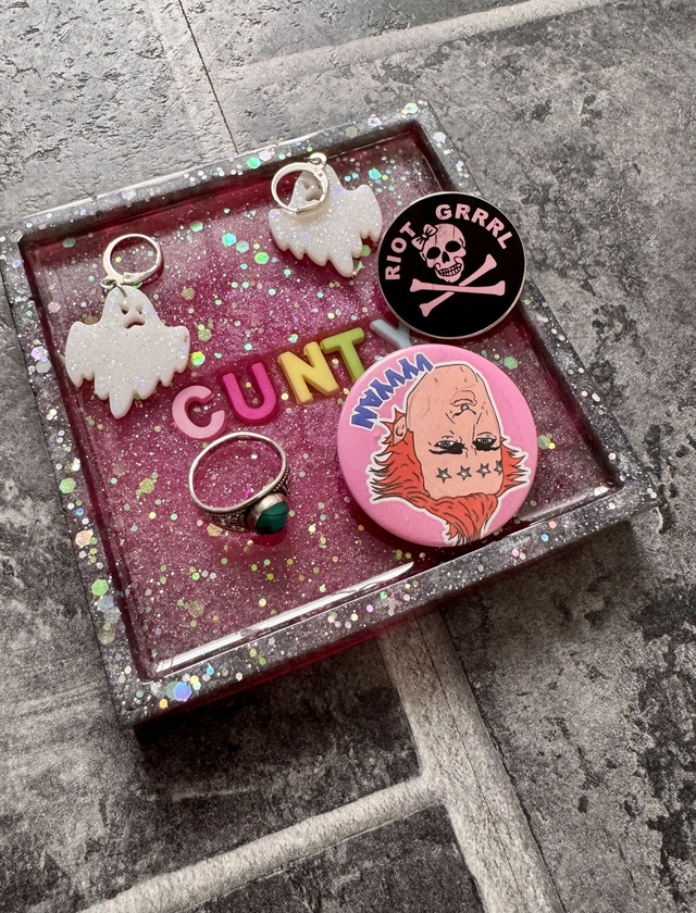 Trinket Tray/Coaster - Naughty & Spicy Slogan Square Trinket Trays or Coasters - Various Designs & Custom