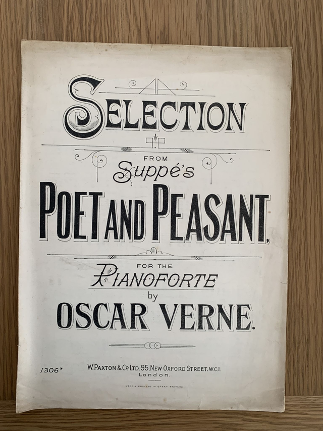 Poet and Peasant Piano Selection Sheet Music Oscar Verne